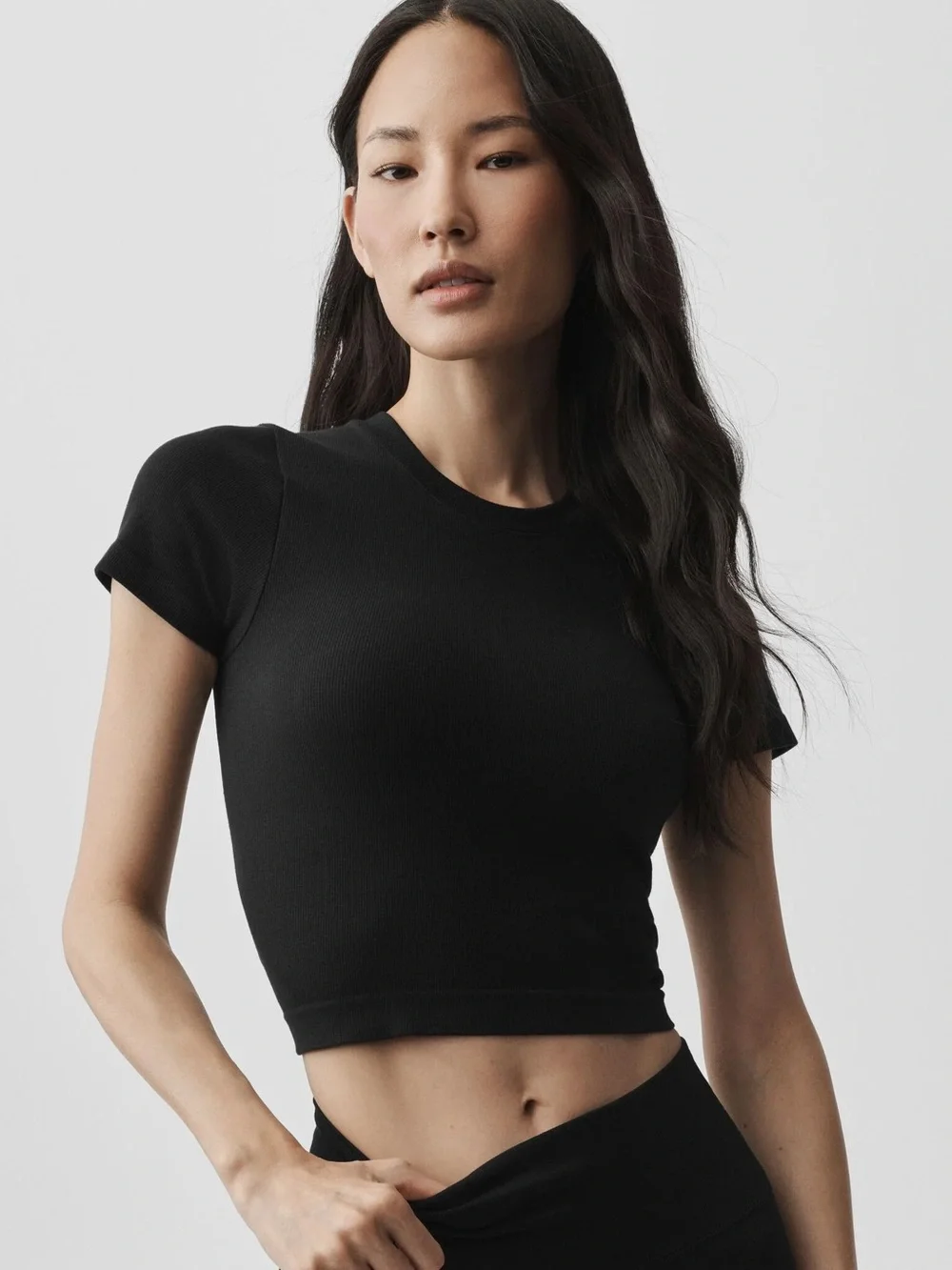 Alo Yoga Cropped Ribbed Tee Size XS